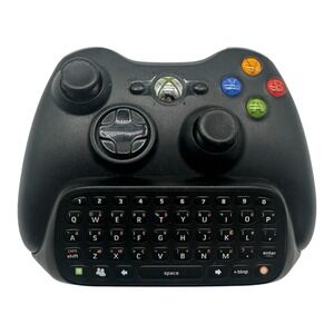 Genuine Microsoft Xbox 360 Wireless Controller Black w/ OEM Chat Pad‎ - Tested